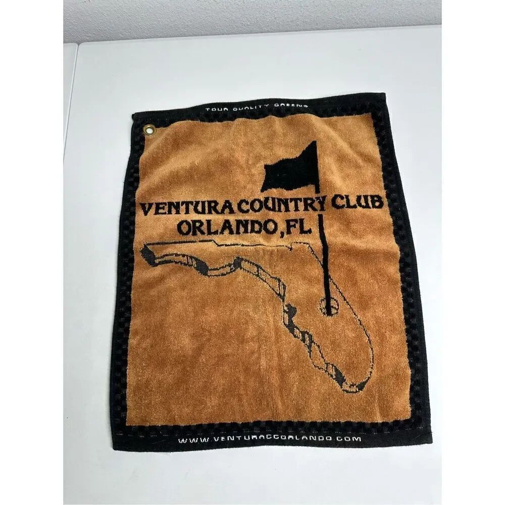 Golf Towel VTG Ventura Country Club Orlando FL Cotton Mobil Pro Shop Made in USA